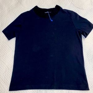 Black Zara shirt with cute knit neckline size large